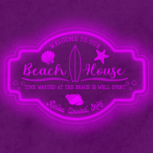 Personalized LED Color Changing Acrylic Beach House Shells Sign
