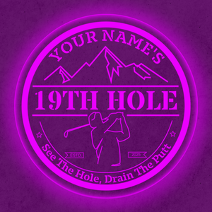 Personalized LED Color Changing Acrylic 19th Hole Mountains Sign