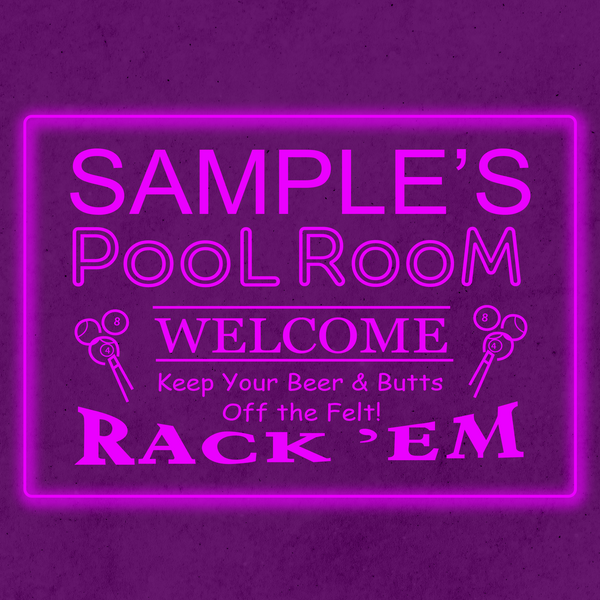 Personalized Pool Room Rack 'em Bar Beer LED Sign (Three Sizes)