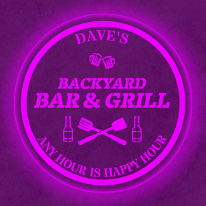 Personalized LED Color Changing Backyard Bar & Grill Sign