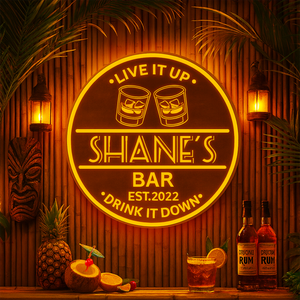 Personalized LED Color Changing Acrylic Double Glass Bar Sign