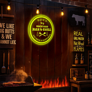 Personalized LED Color Changing Backyard Bar & Grill Sign