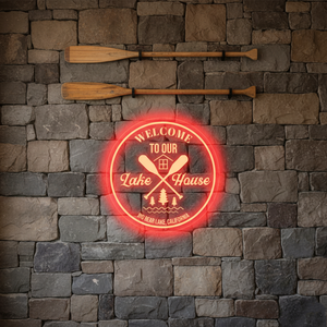 Personalized LED Color Changing Acrylic Lake House Oars Sign