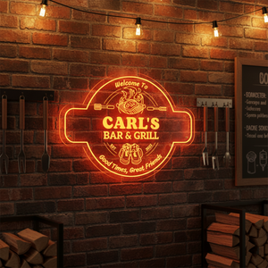 Personalized LED Color Changing Acrylic Barbeque Bar & Grill Sign