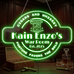 Personalized LED Color Changing Acrylic Whiskey & Cigar Sign