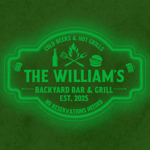 Personalized LED Color Changing Acrylic Backyard Bar & Grill Burger Sign