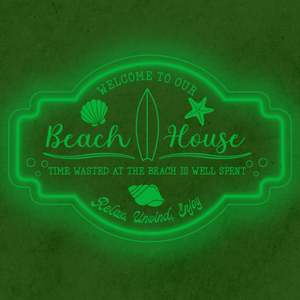 Personalized LED Color Changing Acrylic Beach House Shells Sign