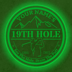 Personalized LED Color Changing Acrylic 19th Hole Mountains Sign