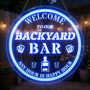Personalized LED Color Changing Backyard Bar Sign