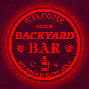 Personalized LED Color Changing Backyard Bar Sign