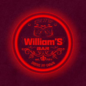 Personalized LED Color Changing Acrylic Two Glasses Bar Sign