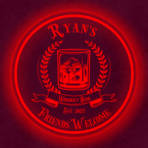 Personalized LED Color Changing Acrylic Whiskey Bar Glass Sign