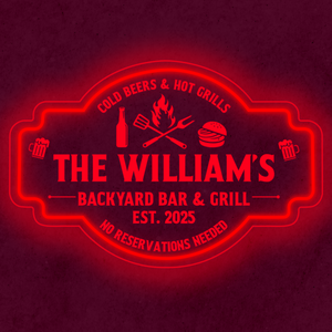 Personalized LED Color Changing Acrylic Backyard Bar & Grill Burger Sign