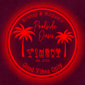 Personalized LED Color Changing Acrylic Poolside Oasis Sign