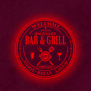 Personalized LED Color Changing Acrylic Bar & Grill Sign