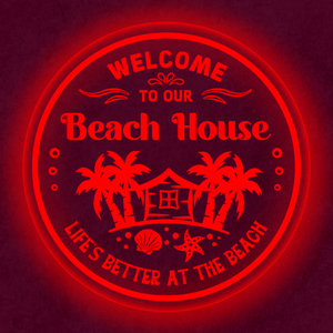Personalized LED Color Changing Acrylic Beach House Sign