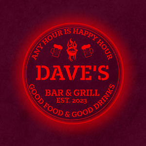 Personalized LED Color Changing Bar & Grill Beer Mugs Sign