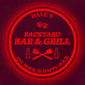 Personalized LED Color Changing Backyard Bar & Grill Sign