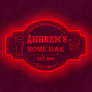 Personalized LED Color Changing Acrylic Home Bar w/Glasses Sign