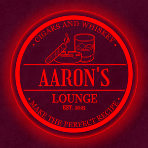 Personalized LED Color Changing Acrylic Cigar & Whiskey Sign