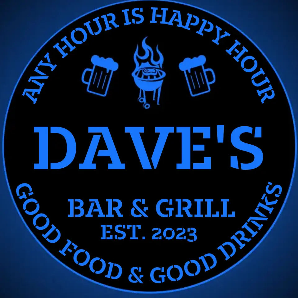 Personalized LED Color Changing Bar & Grill Beer Mugs Sign