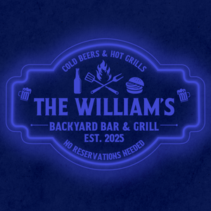 Personalized LED Color Changing Acrylic Backyard Bar & Grill Burger Sign