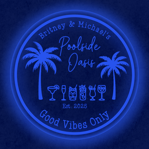 Personalized LED Color Changing Acrylic Poolside Oasis Sign