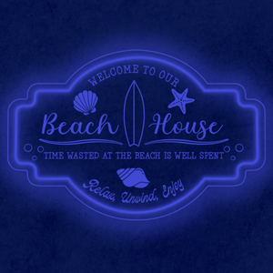 Personalized LED Color Changing Acrylic Beach House Shells Sign