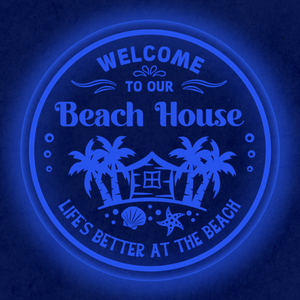 Personalized LED Color Changing Acrylic Beach House Sign