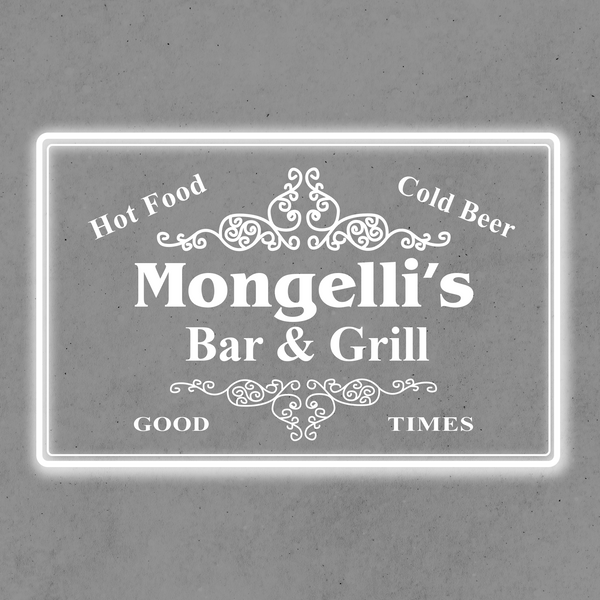 Personalized Name Bar & Grill Cold Beer LED Sign (Three Sizes)