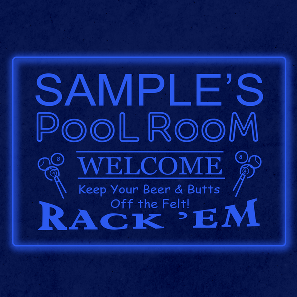 Personalized Pool Room Rack 'em Bar Beer LED Sign (Three Sizes)