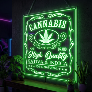 Personalized LED Color Changing Acrylic Cannabis Sign