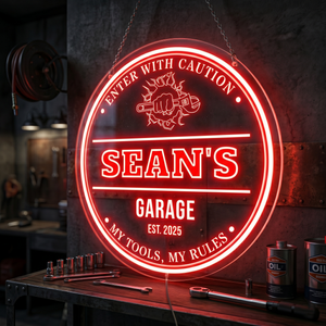 Personalized LED Color Changing Acrylic Garage Wrench Sign