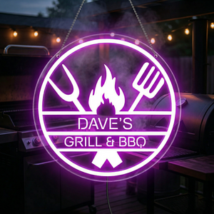 Personalized LED Color Changing BBQ & Grill Sign