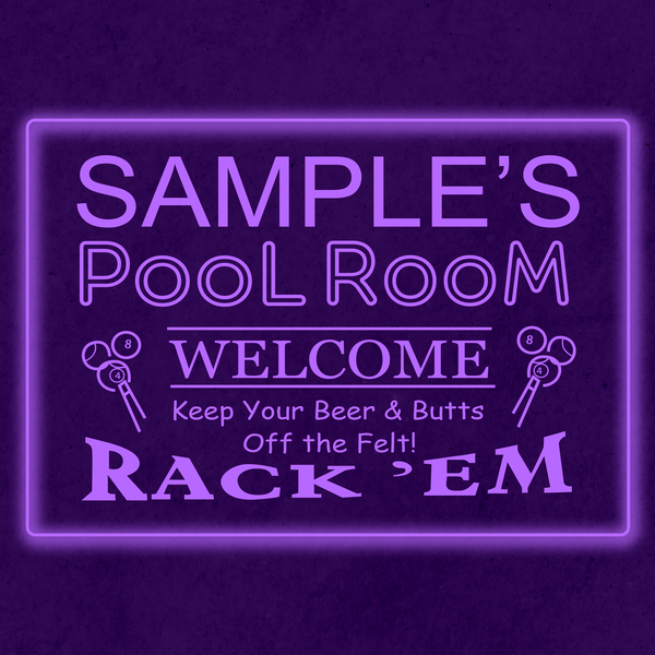 Personalized Pool Room Rack 'em Bar Beer LED Sign (Three Sizes)