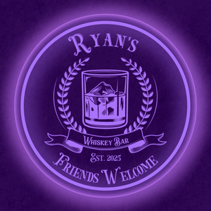 Personalized LED Color Changing Acrylic Whiskey Bar Glass Sign
