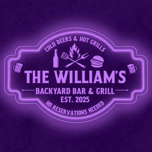 Personalized LED Color Changing Acrylic Backyard Bar & Grill Burger Sign