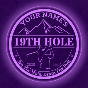 Personalized LED Color Changing Acrylic 19th Hole Mountains Sign