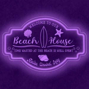 Personalized LED Color Changing Acrylic Beach House Shells Sign