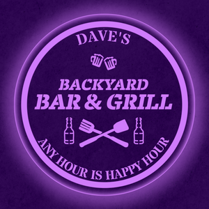 Personalized LED Color Changing Backyard Bar & Grill Sign