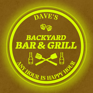 Personalized LED Color Changing Backyard Bar & Grill Sign