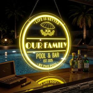 Personalized LED Color Changing Acrylic Pool Bar Sign
