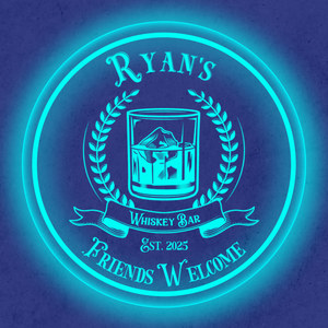 Personalized LED Color Changing Acrylic Whiskey Bar Glass Sign