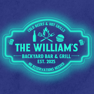 Personalized LED Color Changing Acrylic Backyard Bar & Grill Burger Sign