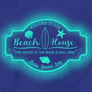Personalized LED Color Changing Acrylic Beach House Shells Sign