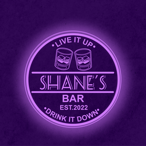 Personalized LED Color Changing Acrylic Double Glass Bar Sign