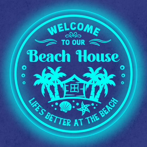 Personalized LED Color Changing Acrylic Beach House Sign