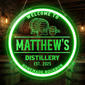 Personalized LED Color Changing Acrylic Whiskey Barrel Sign