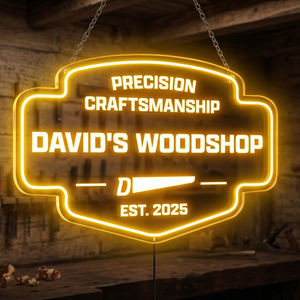 Personalized LED Color Changing Acrylic Woodshop Sign