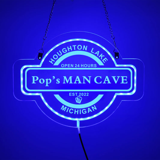 Personalized LED Color Changing Acrylic Man Cave Beer Bar Sign